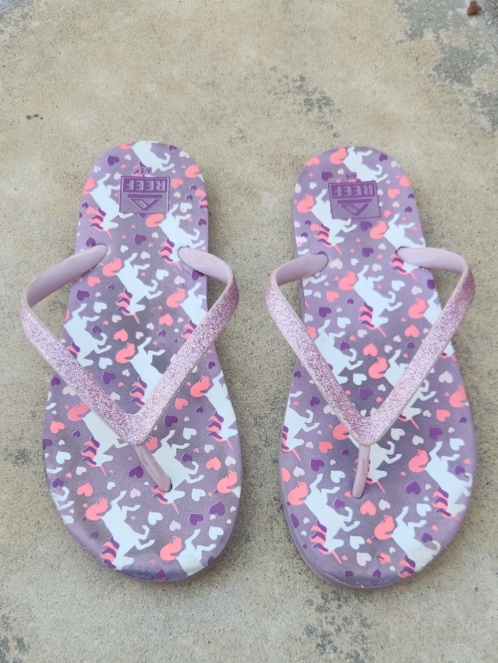 Reef Flip Flops Unicorn Purple Pink 4 5